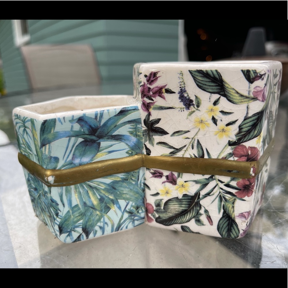 Ceramic Double Succulent Pot